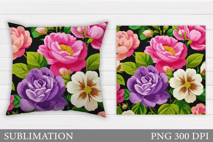 Flowers Pillow Design. Floral Pillow Sublimation