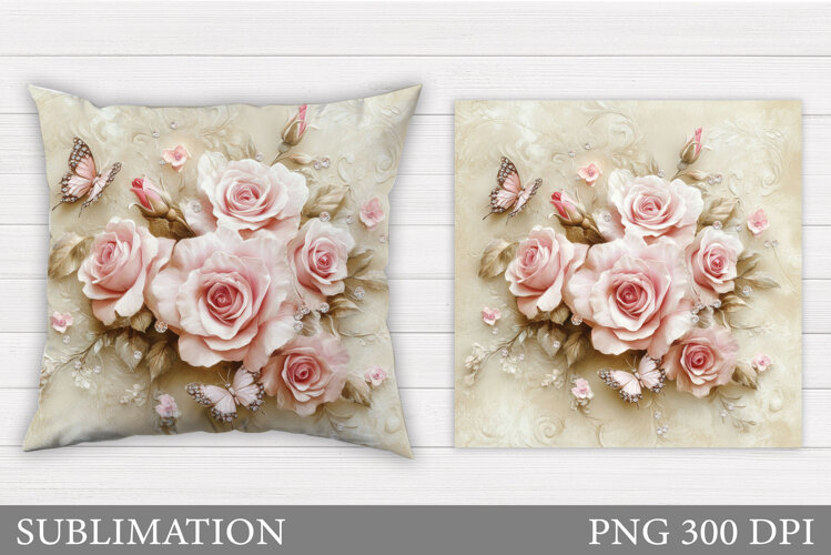 Roses Pillow Sublimation. Roses Sublimation example image 1