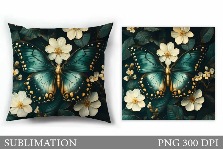 Butterfly Flowers Sublimation. Butterfly Pillow Sublimation