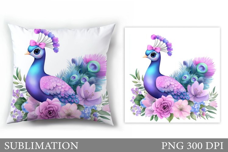 Cute Peacock Pillow Sublimation. Peacock Sublimation