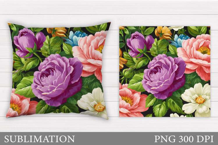 Floral Pillow Design. Flowers Pillow Sublimation example image 1