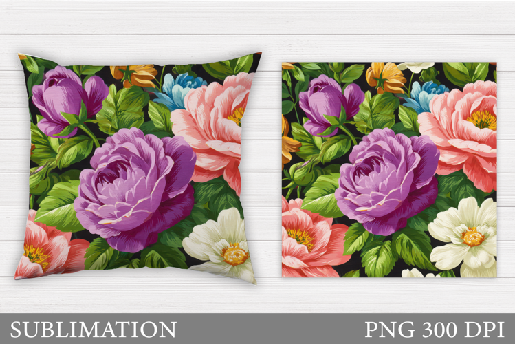 Floral Pillow Design. Flowers Pillow Sublimation