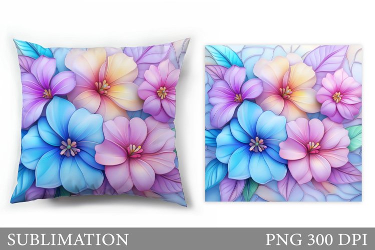 Flowers Pillow Sublimation. Floral Pillow Sublimation example image 1