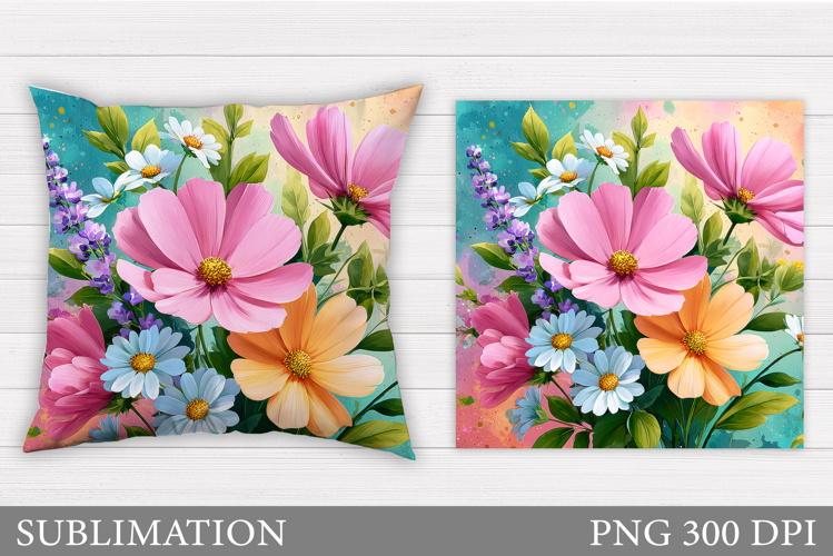 Floral Pillow Design. Flowers Pillow Sublimation
