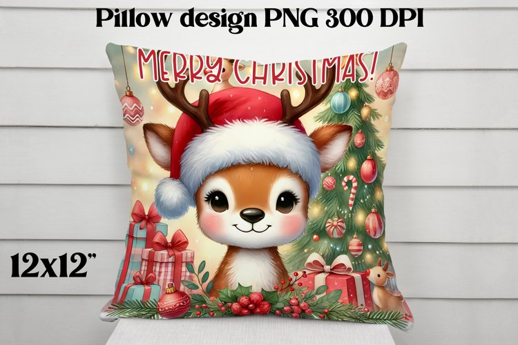 Christmas deer sublimation | Christmas pillow PNG