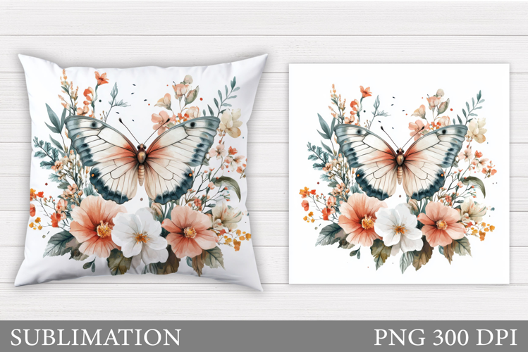 Butterfly Flowers Sublimation. Butterfly Pillow Sublimation
