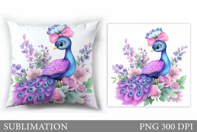 Cute Peacock Pillow Sublimation. Peacock Sublimation