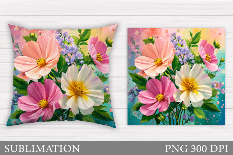 Floral Pillow Design. Flowers Pillow Sublimation example image 1
