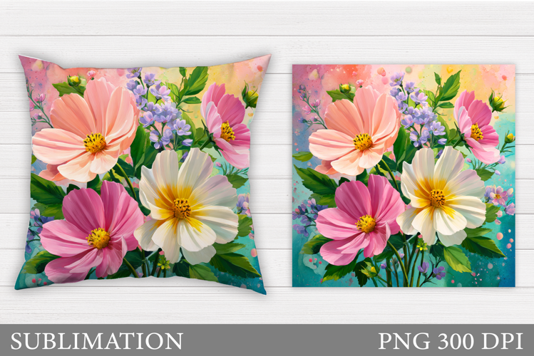 Floral Pillow Design. Flowers Pillow Sublimation