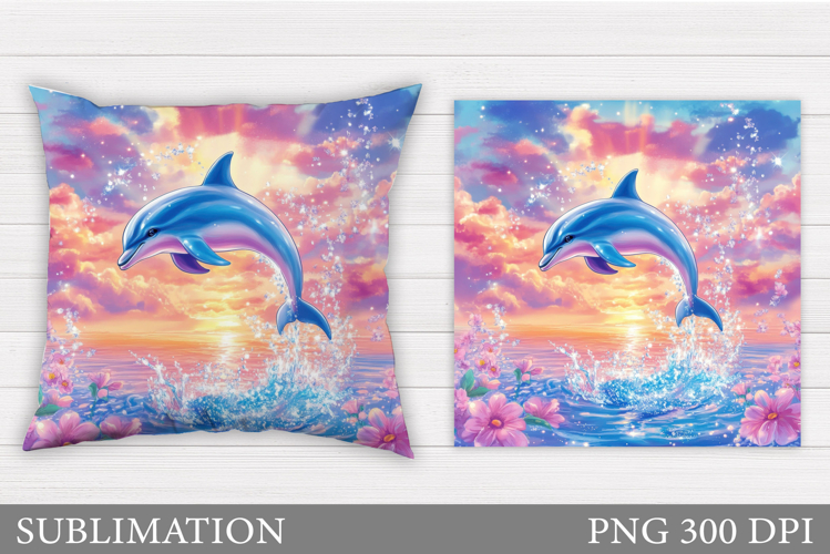 Cute Dolphin Sublimation. Dolphin Pillow Sublimation