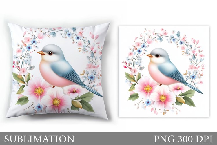 Bird Pillow Sublimation. Bird Flowers Pillow Design