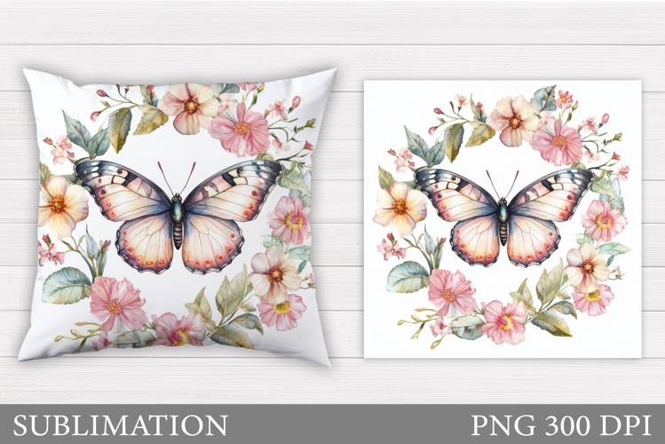 Butterfly Flowers Sublimation. Butterfly Pillow Sublimation