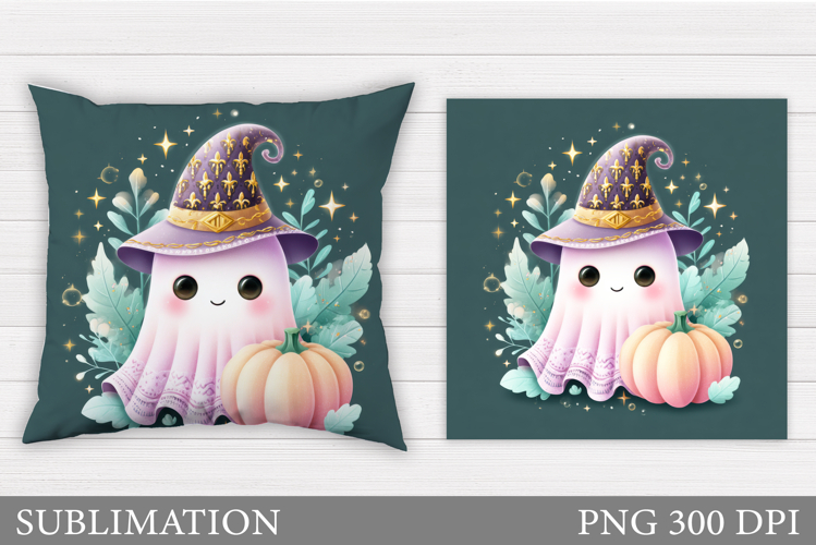 Cute Ghost Pillow Design. Cute Halloween Sublimation