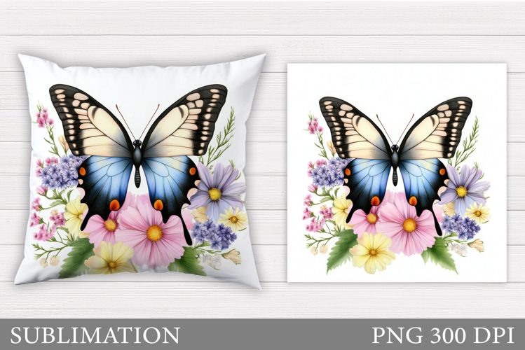 Butterfly Flowers Sublimation. Butterfly Pillow Sublimation