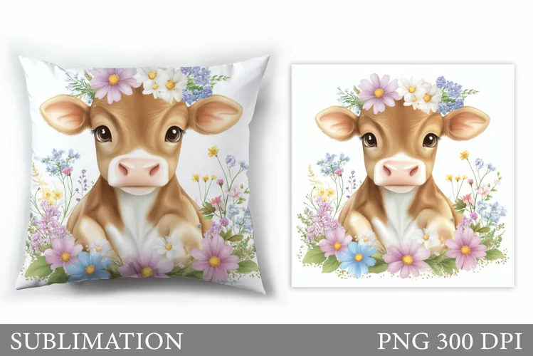 Cute Cow Pillow Design. Cute Cow Sublimation