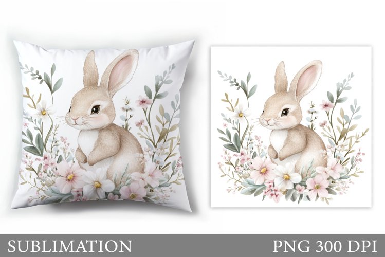 Cute Bunny Pillow Sublimation. Bunny Summer Sublimation