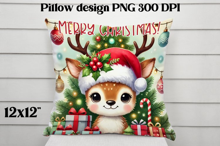 Christmas deer sublimation | Christmas pillow PNG