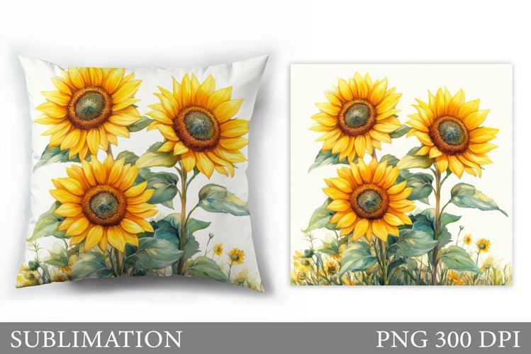 Sunflowers Pillow Sublimation. Flowers Sublimation example image 1