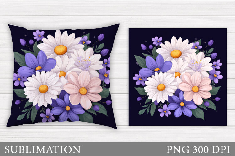 Flowers Pillow Design. Floral Pillow Sublimation example image 1