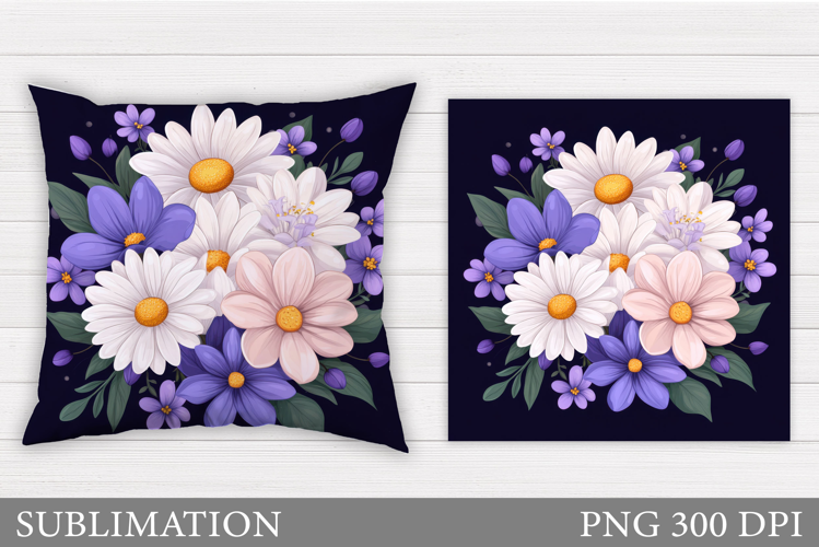 Flowers Pillow Design. Floral Pillow Sublimation