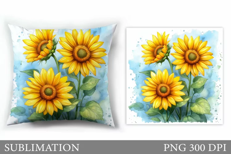 Sunflowers Sublimation. Sunflowers Pillow Sublimation