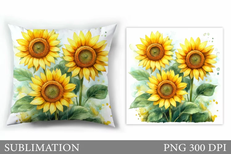 Sunflowers Sublimation. Sunflowers Pillow Sublimation