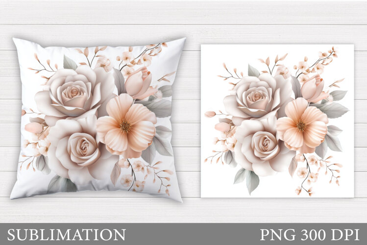 Flowers Pillow Sublimation. Floral Pillow Sublimation example image 1