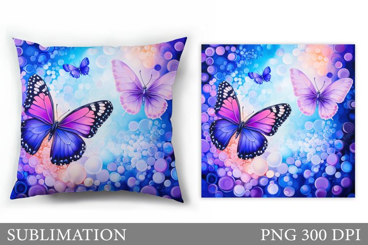 Butterflies Pillow Sublimation. Butterflies Sublimation example image 1