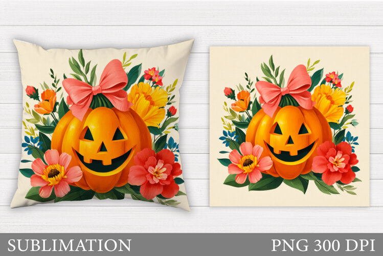 Halloween Pumpkin Pillow. Halloween Pillow Sublimation example image 1