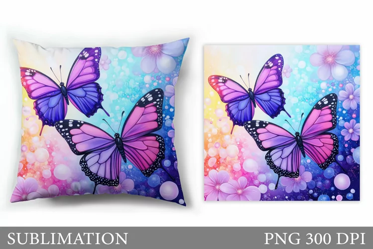 Butterflies Pillow Sublimation. Butterflies Sublimation