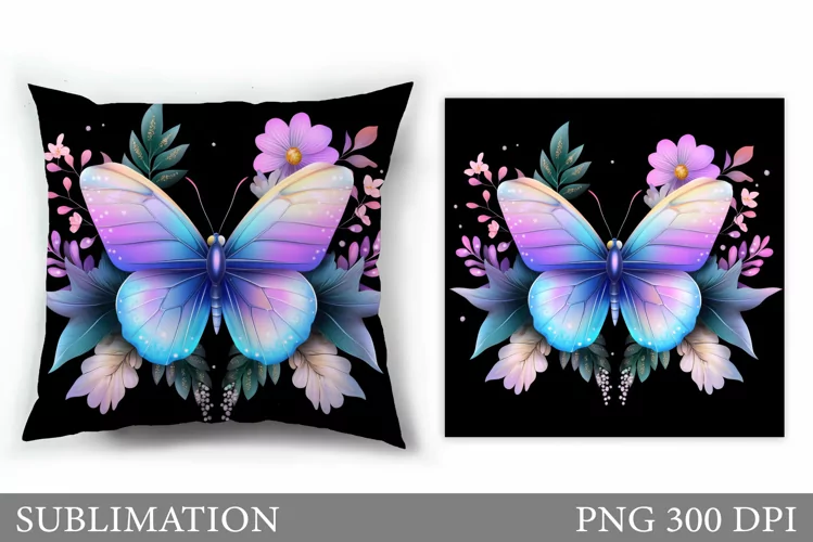 Butterfly Flowers Sublimation. Butterfly Pillow Sublimation