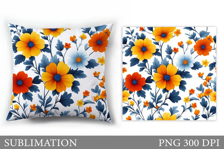 Flowers Sublimation. Wildflowers Pillow Sublimation example image 1