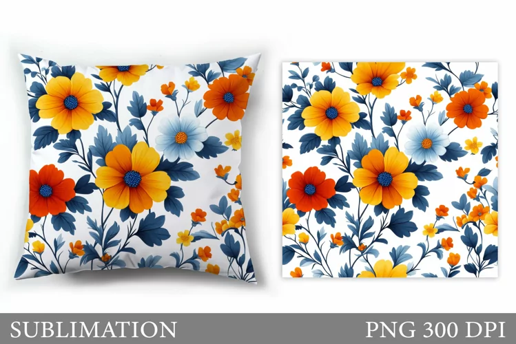 Flowers Sublimation. Wildflowers Pillow Sublimation