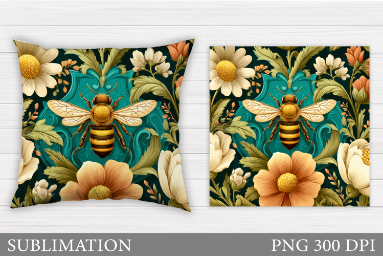 Bee Pillow Sublimation. Flowers Pillow Sublimation