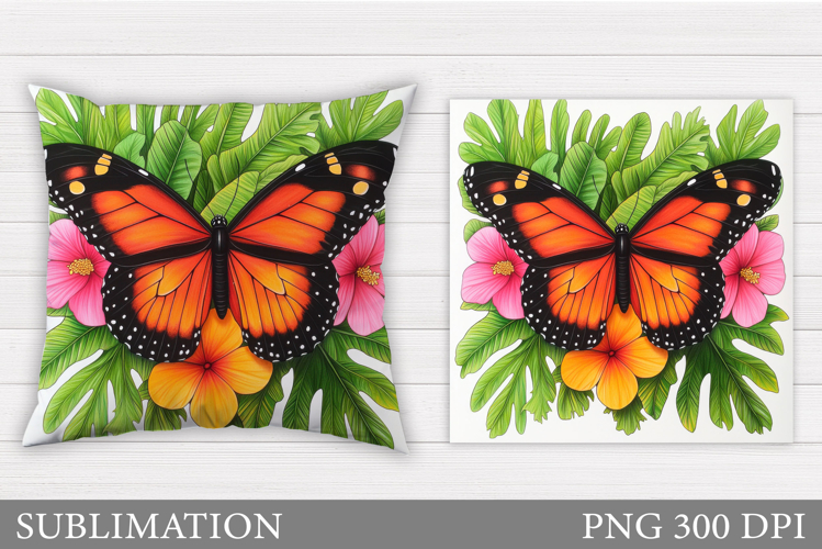 Butterfly Flowers Sublimation. Butterfly Pillow Sublimation