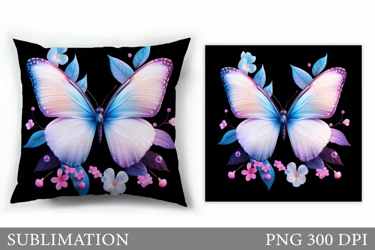 Butterfly Flowers Sublimation. Butterfly Pillow Sublimation