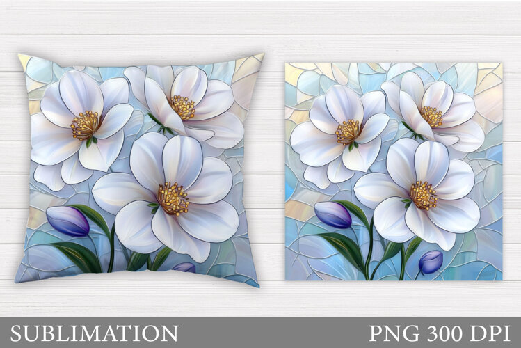Floral Pillow Sublimation. Flowers Pillow Design example image 1