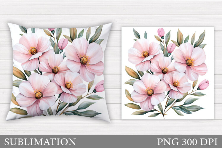 Flowers Pillow Sublimation. Floral Pillow Sublimation example image 1