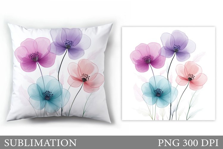 Flowers Pillow Sublimation. Floral Pillow Sublimation example image 1