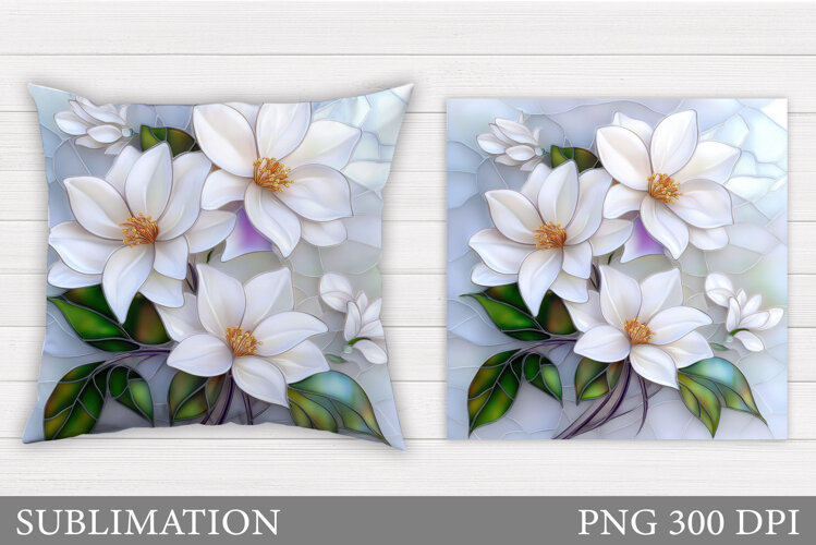 Floral Pillow Sublimation. Flowers Pillow Design example image 1