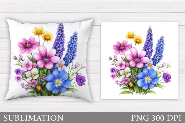 Floral Sublimation. Wildflowers Pillow Sublimation