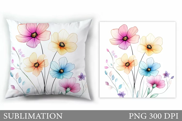 Flowers Pillow Sublimation. Floral Pillow Sublimation