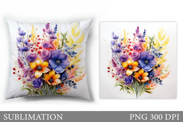 Flowers Sublimation. Flowers Pillow Sublimation example image 1