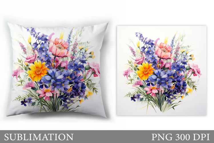Flowers Sublimation. Wildflowers Pillow Sublimation
