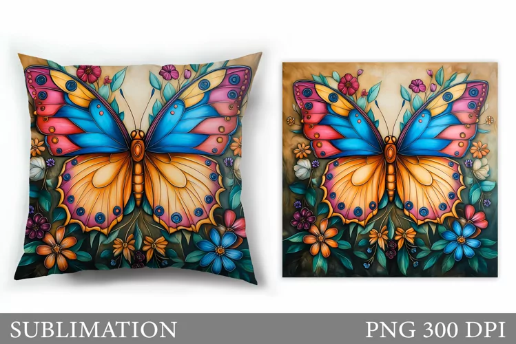 Butterfly Flowers Sublimation. Butterfly Pillow Sublimation