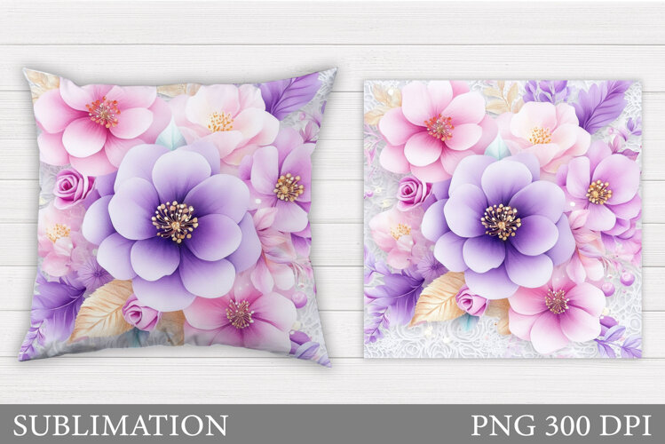 Flowers Pillow Sublimation. Floral Pillow Sublimation example image 1