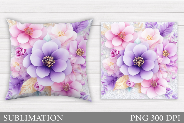 Flowers Pillow Sublimation. Floral Pillow Sublimation