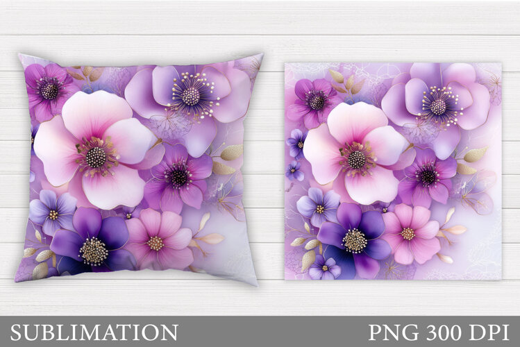 Flowers Sublimation. Flowers Pillow Sublimation example image 1