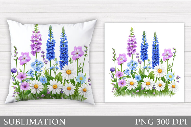 Floral Sublimation. Wildflowers Pillow Sublimation example image 1