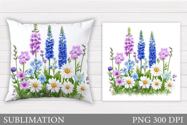 Floral Sublimation. Wildflowers Pillow Sublimation